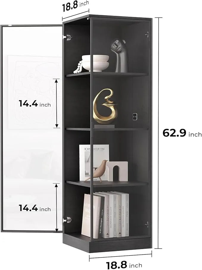 BROTTAR® Kingsize Corner Display Cabinet with LED Lights — 4-Tier