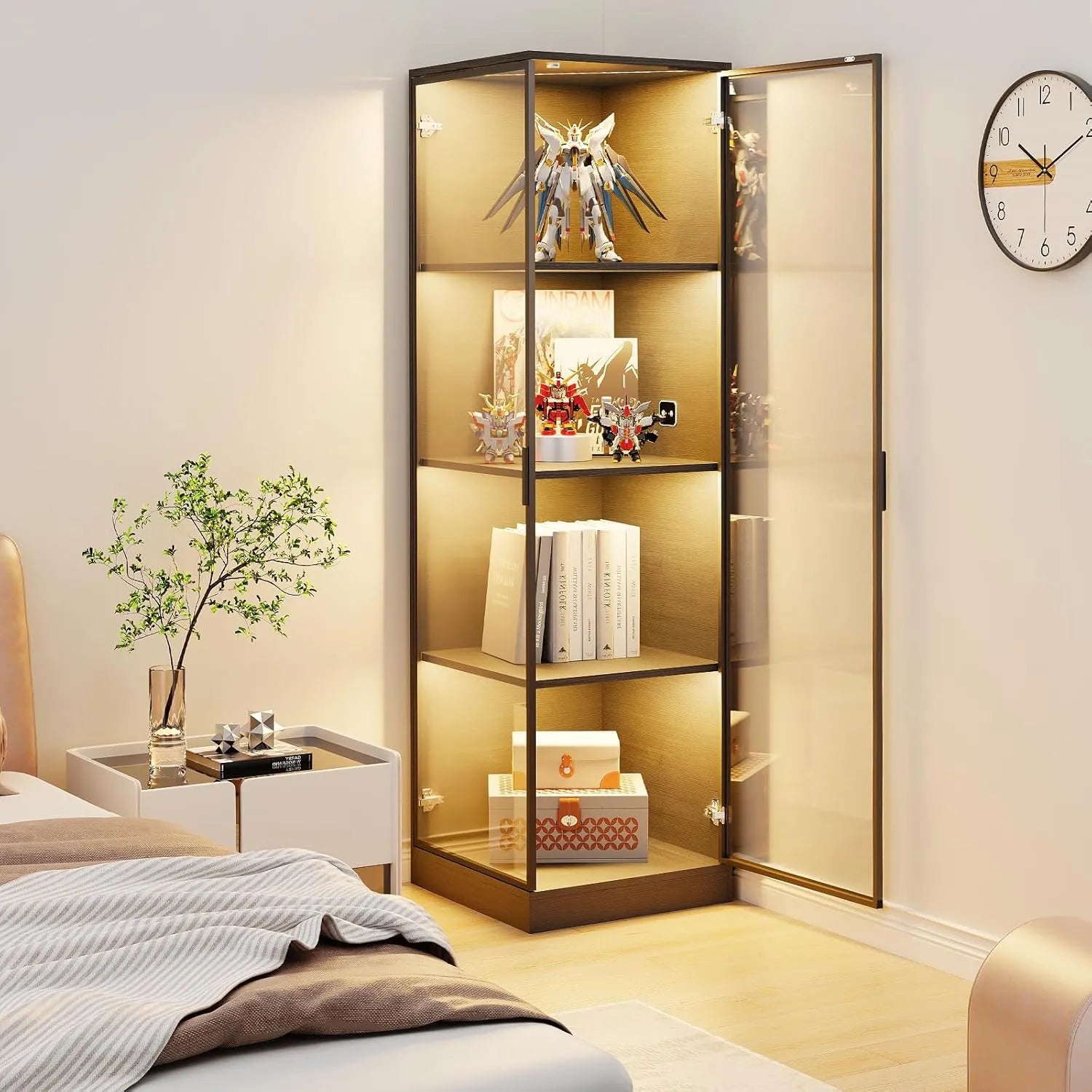 BROTTAR® Kingsize Corner Display Cabinet with LED Lights — 4-Tier