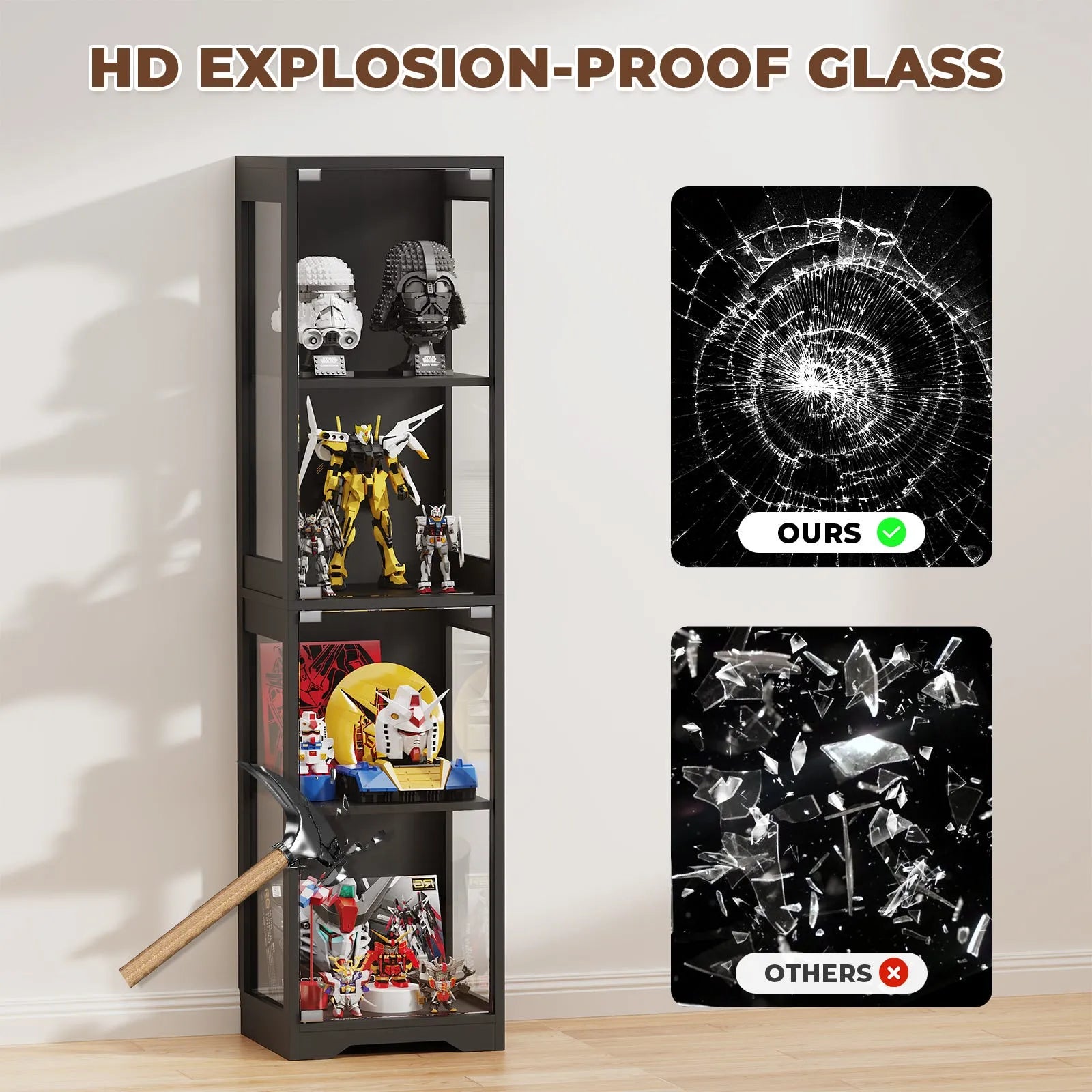 BROTTAR® Slim Glass Display Cabinet with LEDs