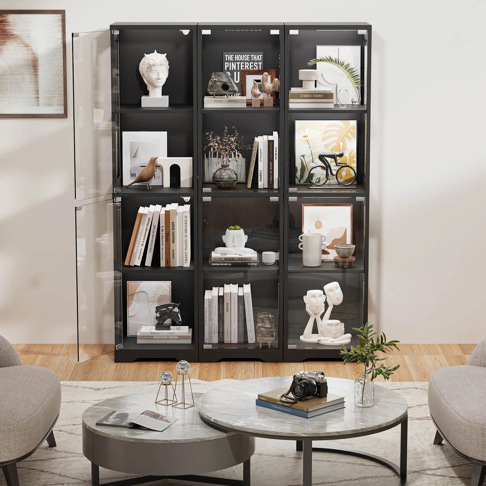 BROTTAR® Slim Glass Display Cabinet with LEDs