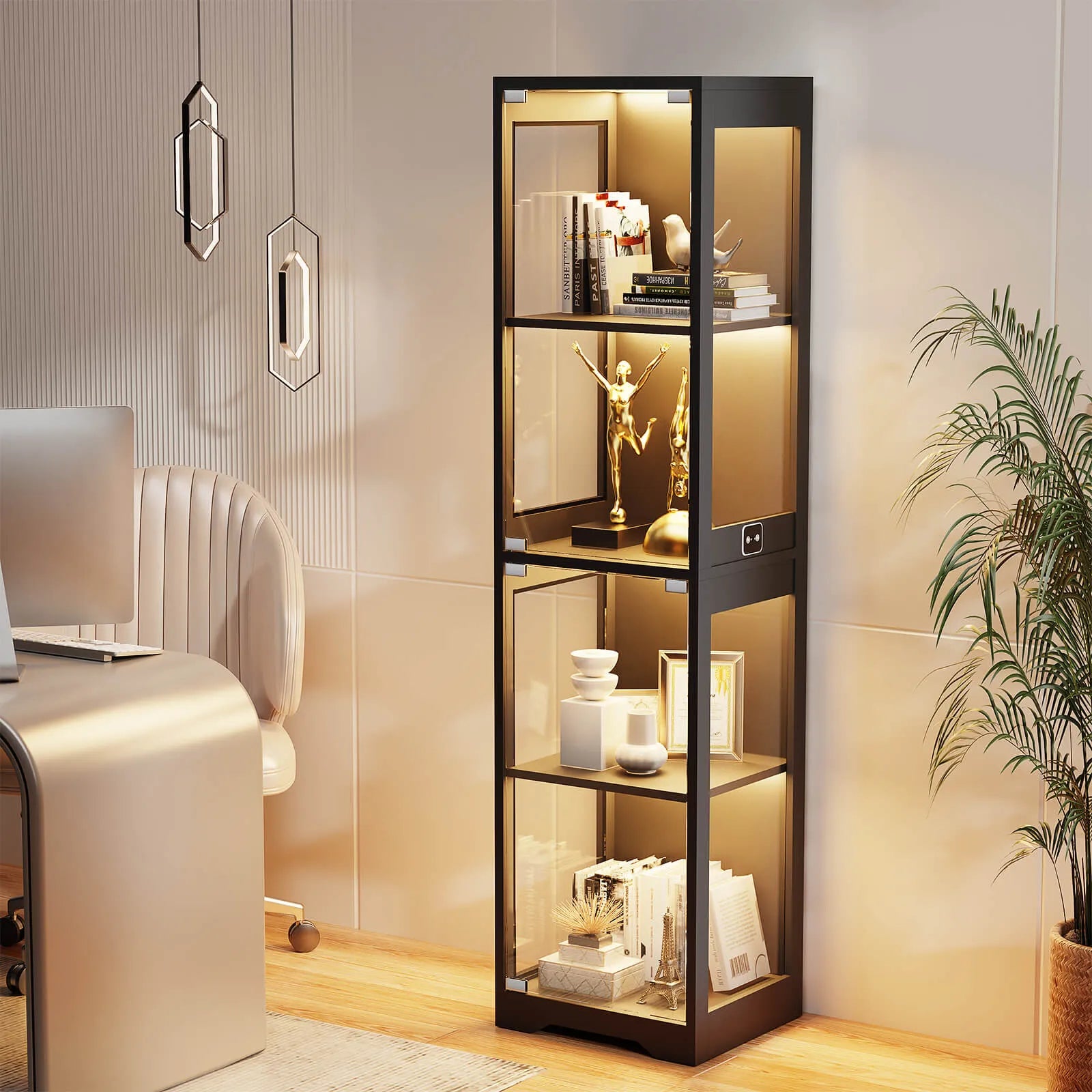 BROTTAR® Slim Glass Display Cabinet with LEDs