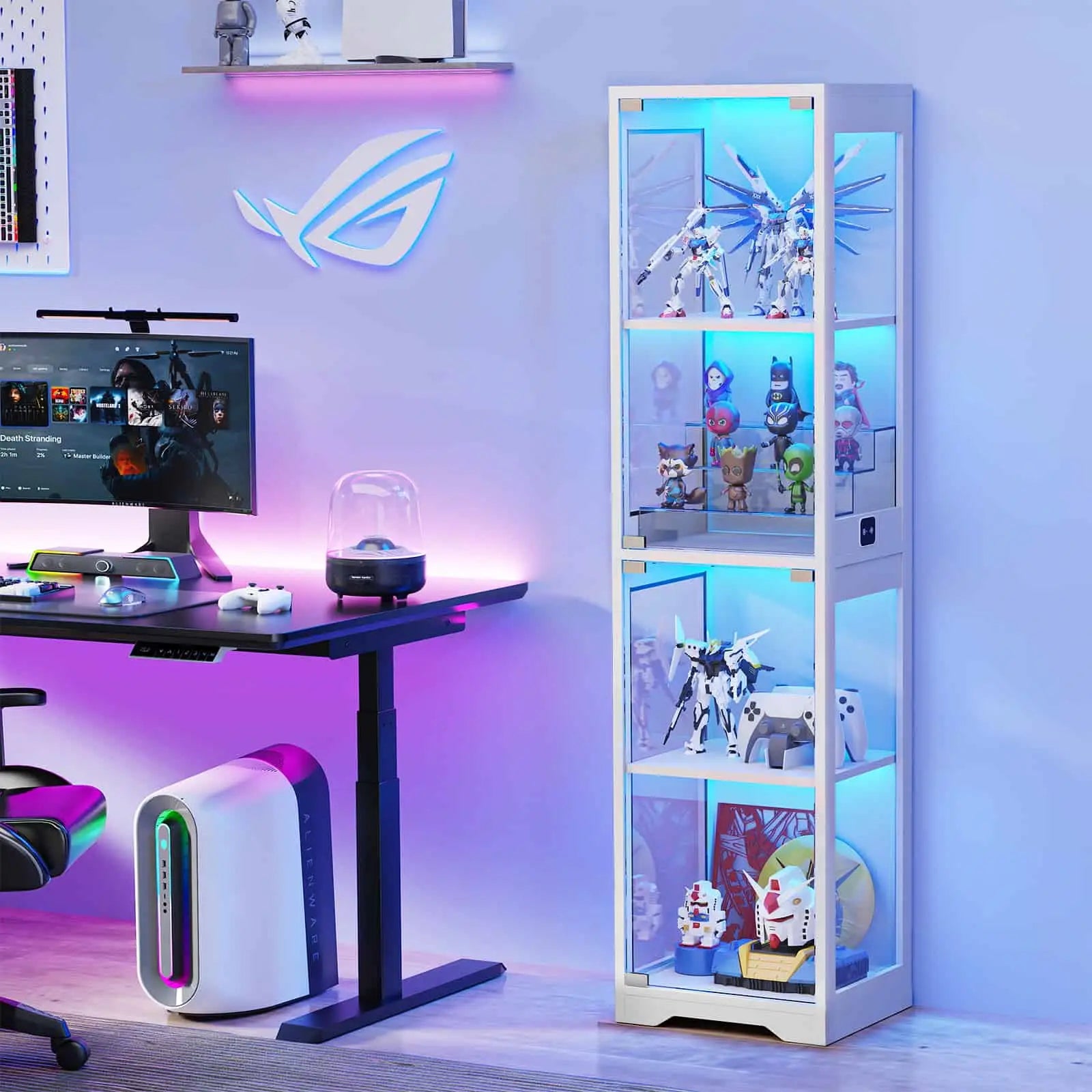 BROTTAR® Slim White Glass Display Cabinet with LEDs