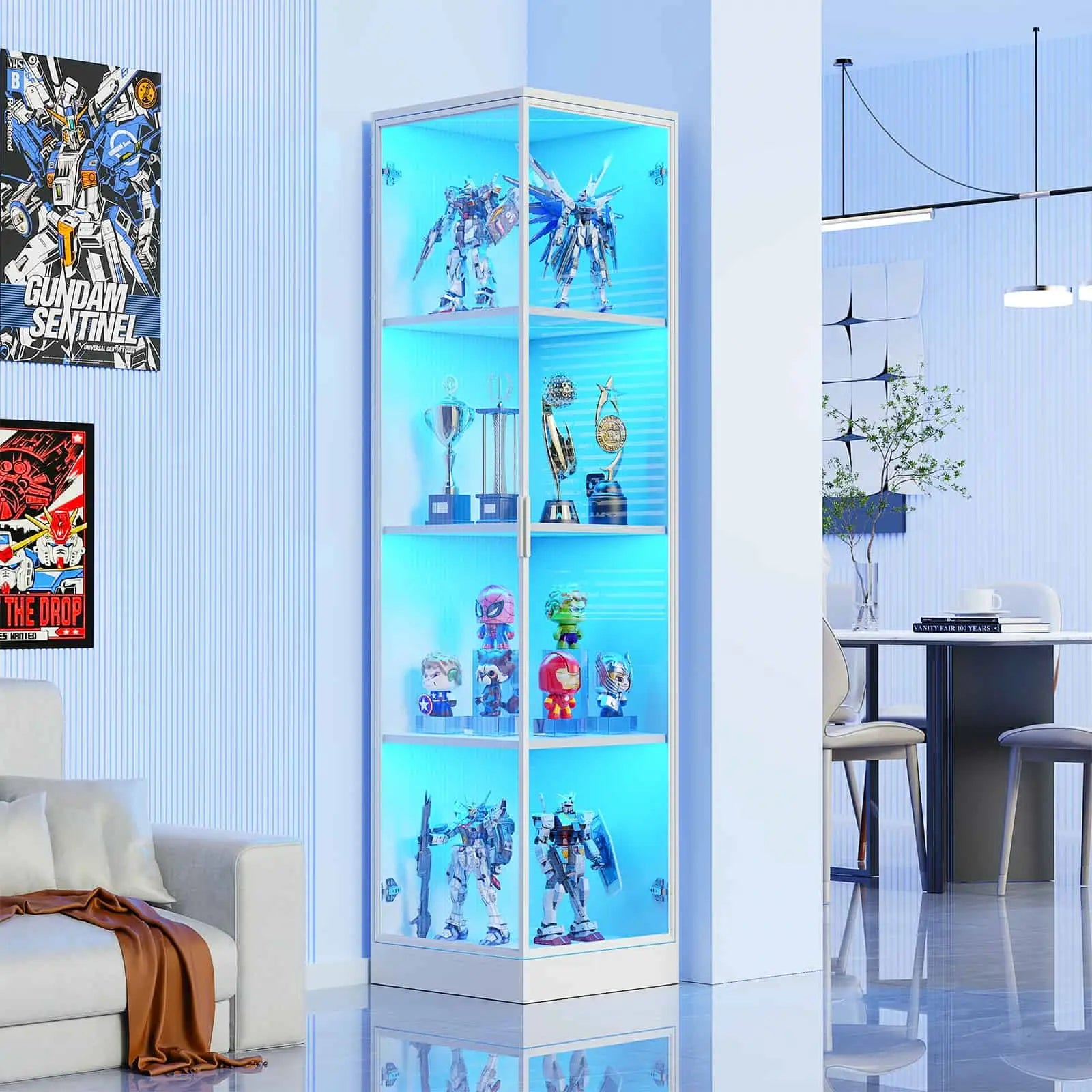 BROTTAR® Slim White Glass Display Cabinet with LEDs