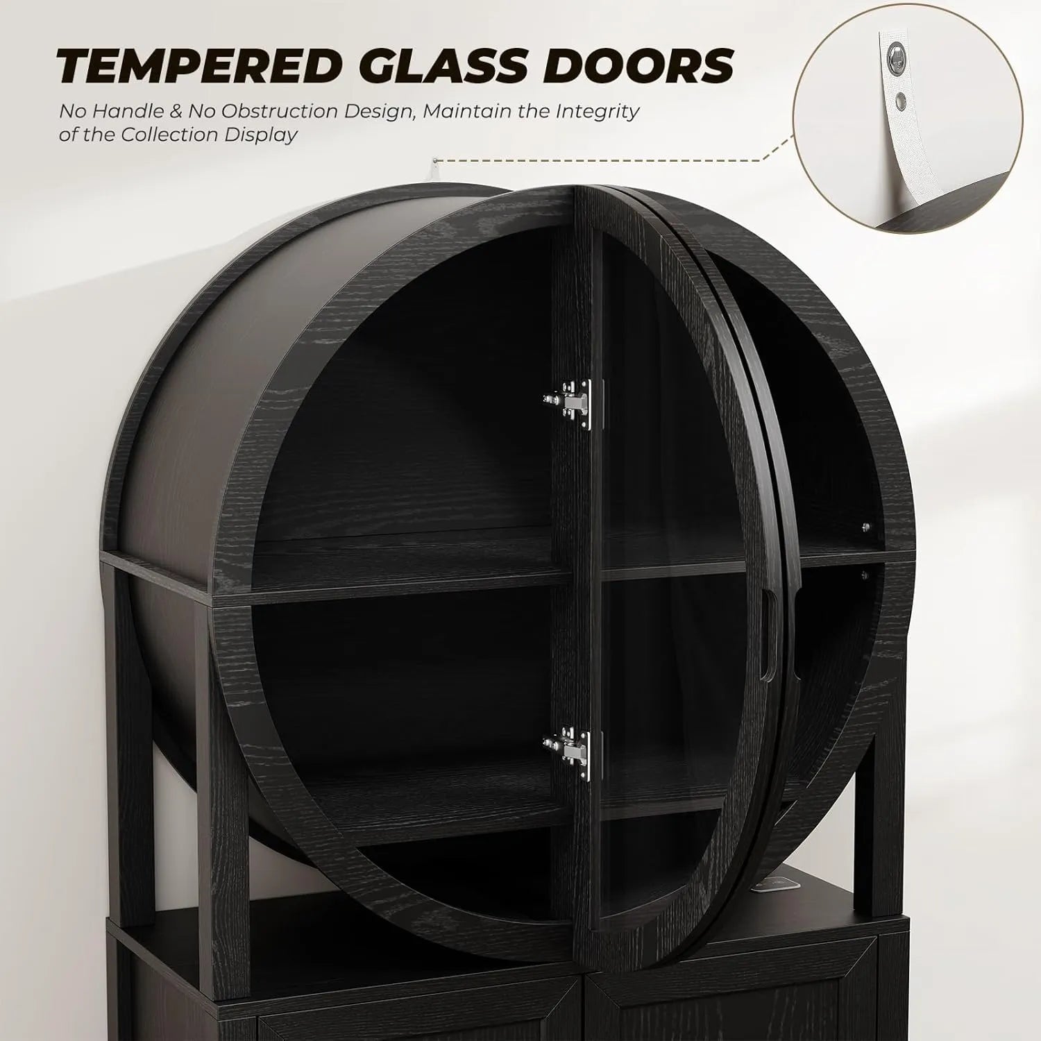 BROTTAR 65" Rounded Wine Bar Cabinet with LED Display