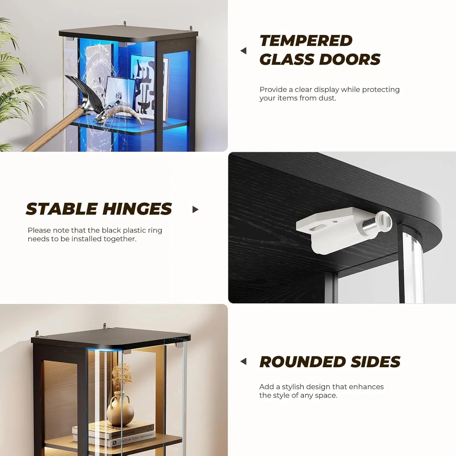 BROTTAR Smart Curved Glass Display Cabinet