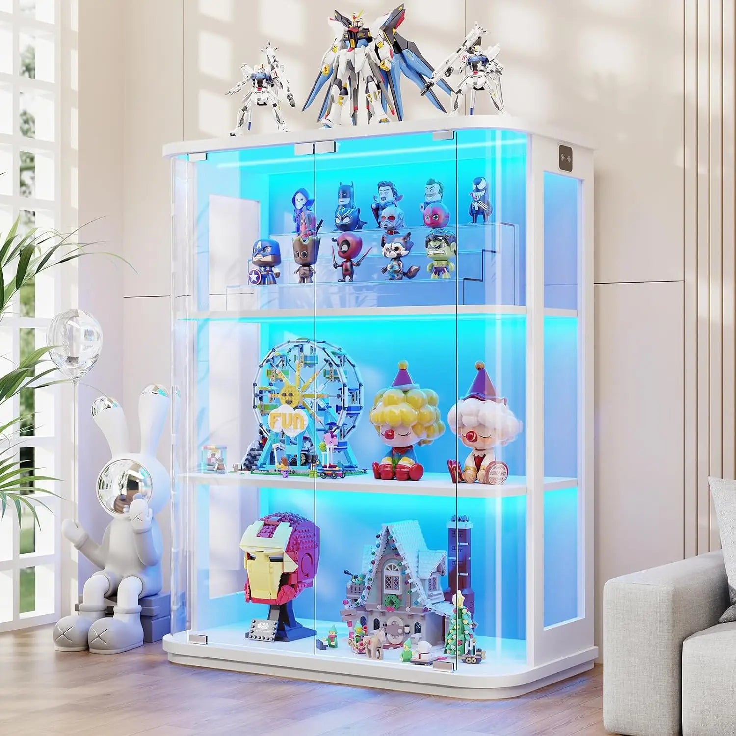 BROTTAR 3-Tier Rounded Glass Display Cabinet - White