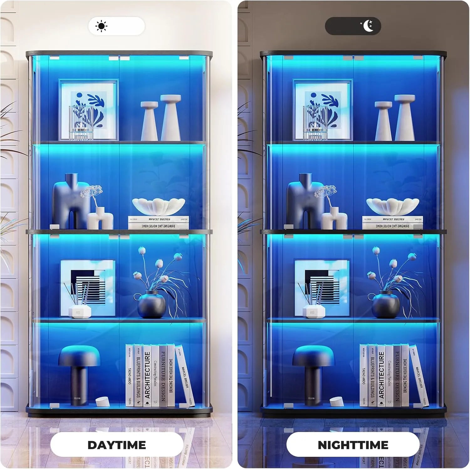BROTTAR Rounded Glass Display Cabinet with LED Lights