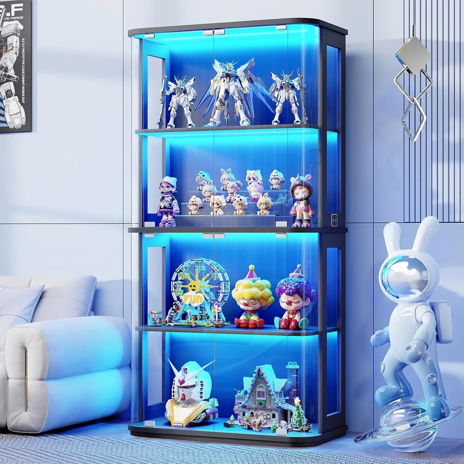 BROTTAR Rounded Glass Display Cabinet with LED Lights