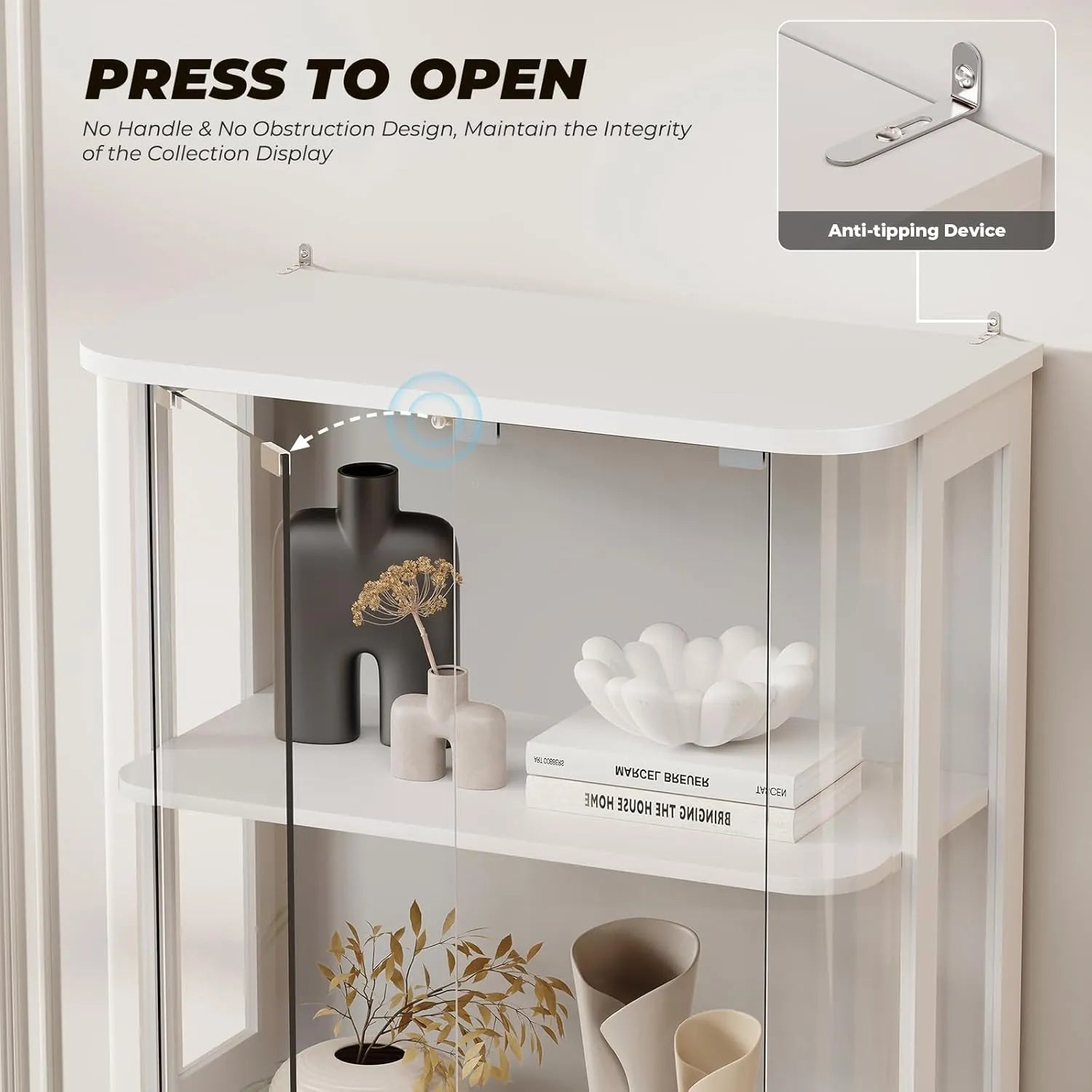 BROTTAR Rounded Glass Display Cabinet with LED Lights