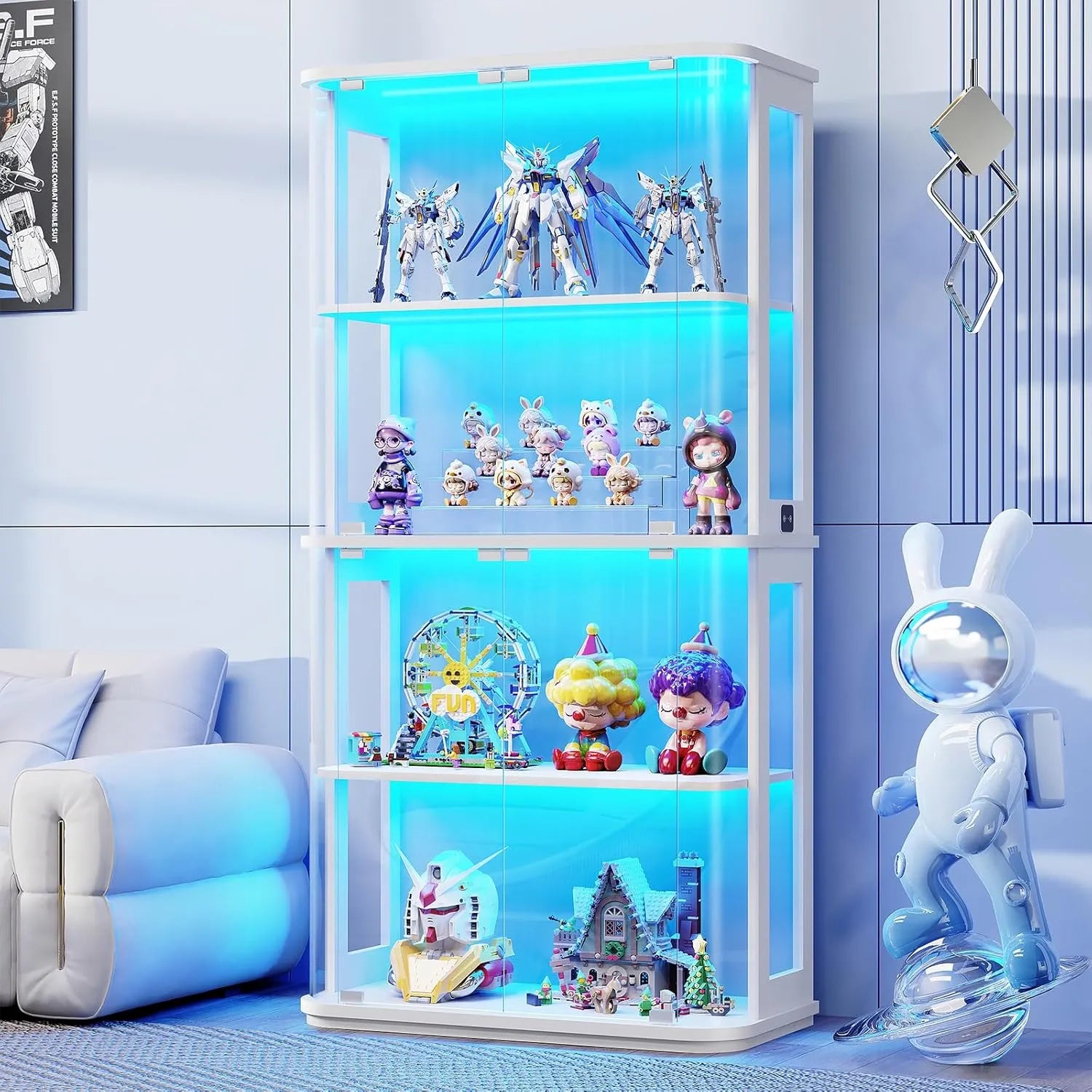 BROTTAR Rounded Glass Display Cabinet with LED Lights