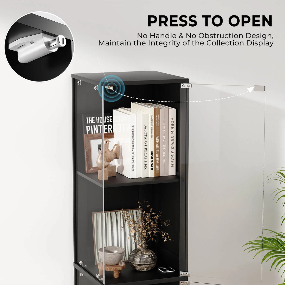 BROTTAR 4-Tier Rectangular Corner Display Cabinet with LED Lights