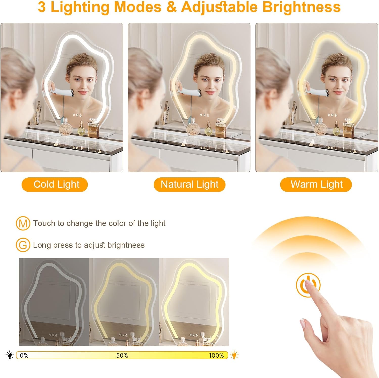 Corner Makeup Vanity Desk with Mirror and Lights