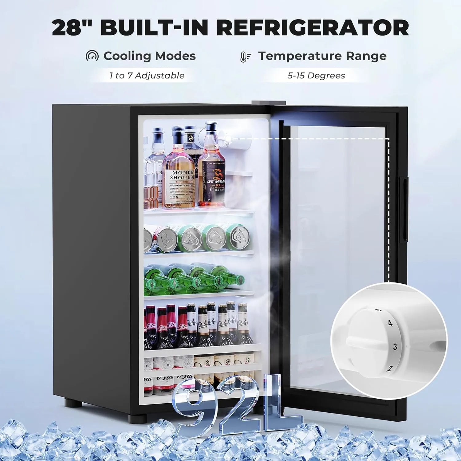 BROTTAR 69” Tall Fluted Kitchen Pantry with Fridge, Coffee Bar Cabinet