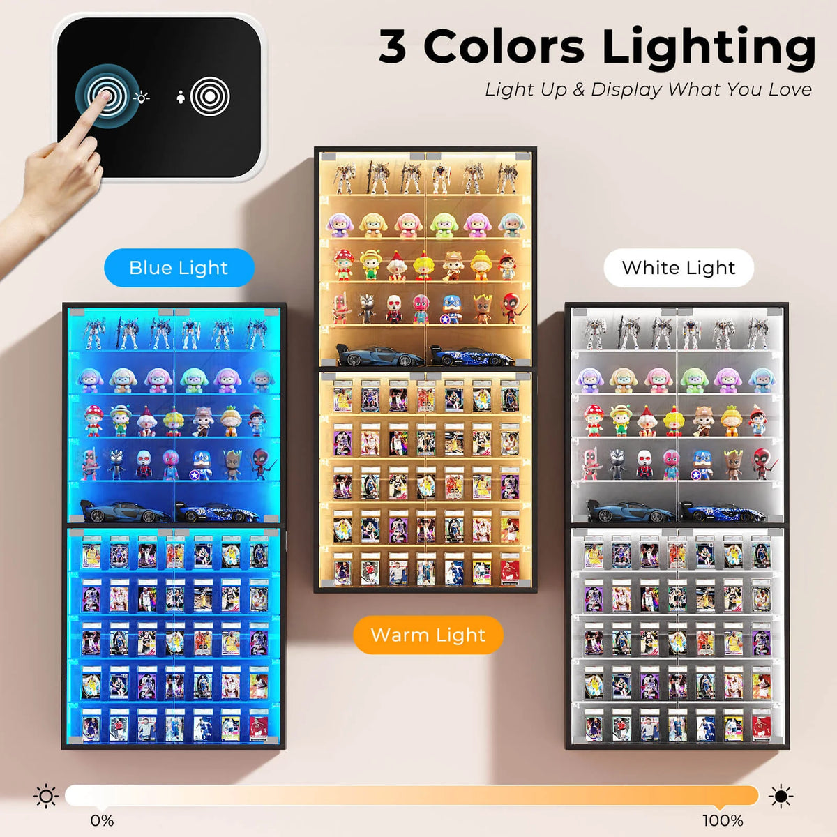 The Frame 10 — 10-Tier Wall-Mounted Glass Display Cabinet with LED Lights