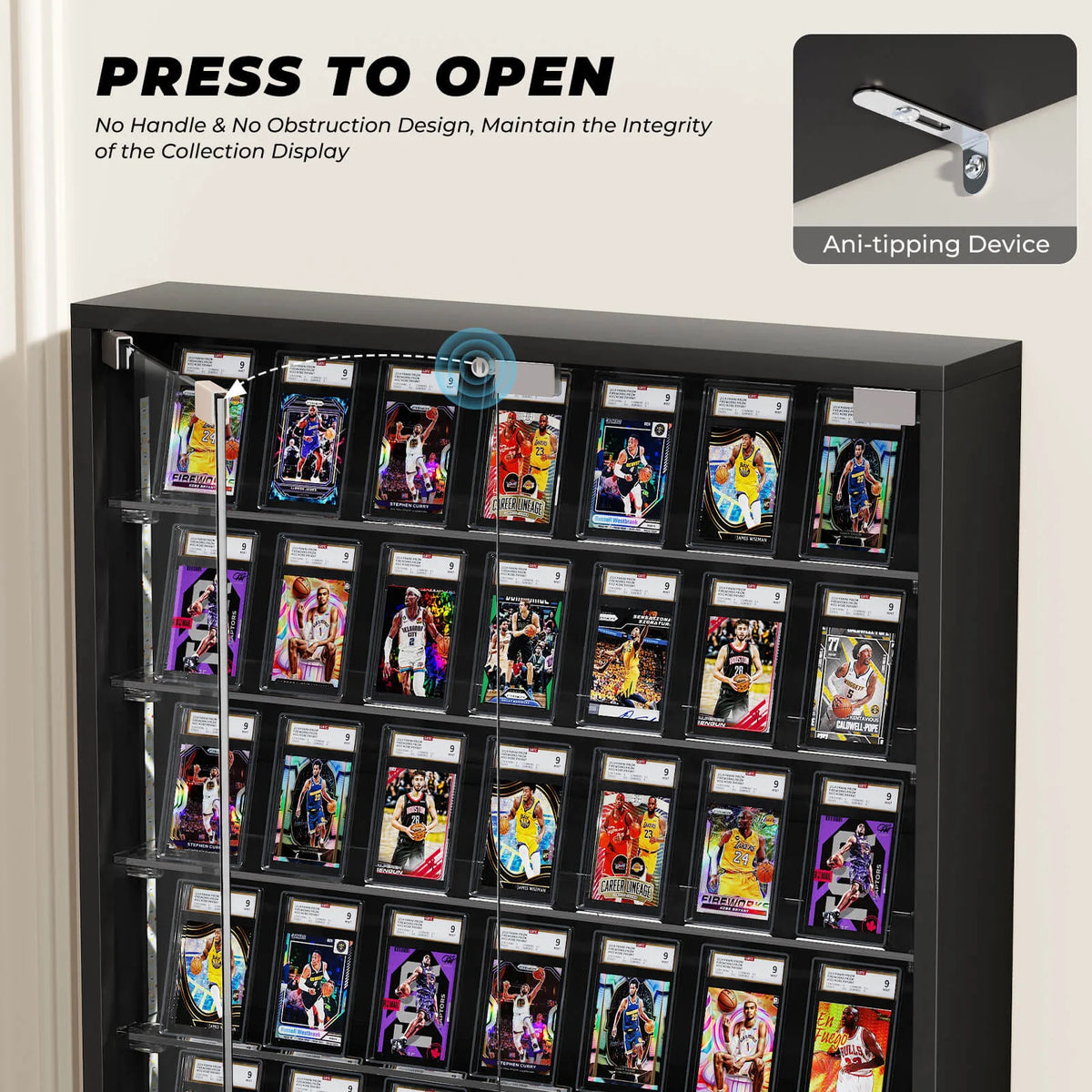 The Frame 10 — 10-Tier Wall-Mounted Glass Display Cabinet with LED Lights