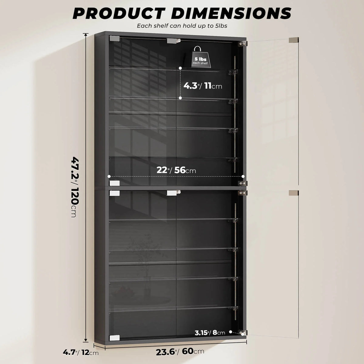 The Frame 10 — 10-Tier Wall-Mounted Glass Display Cabinet with LED Lights