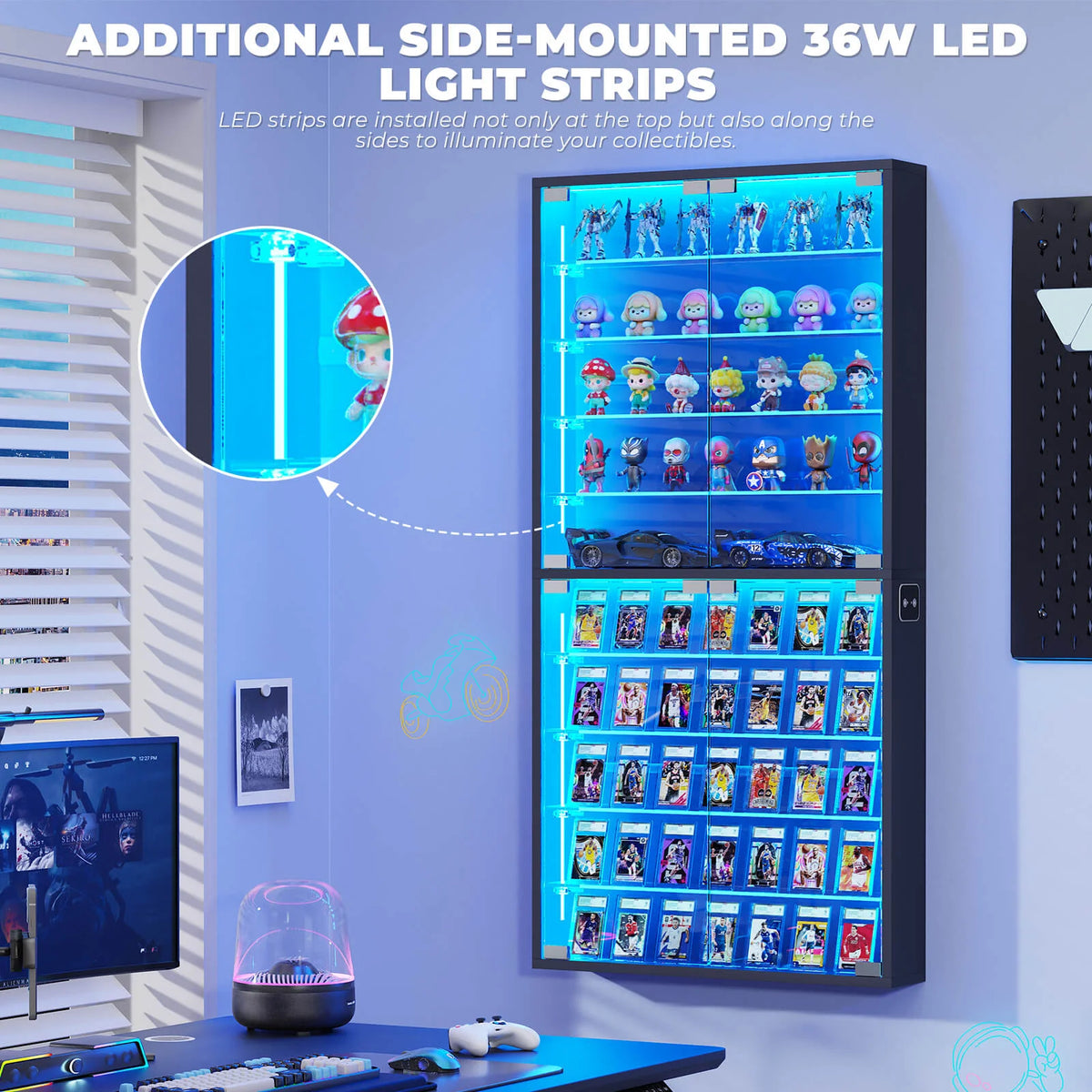 The Frame 10 — 10-Tier Wall-Mounted Glass Display Cabinet with LED Lights