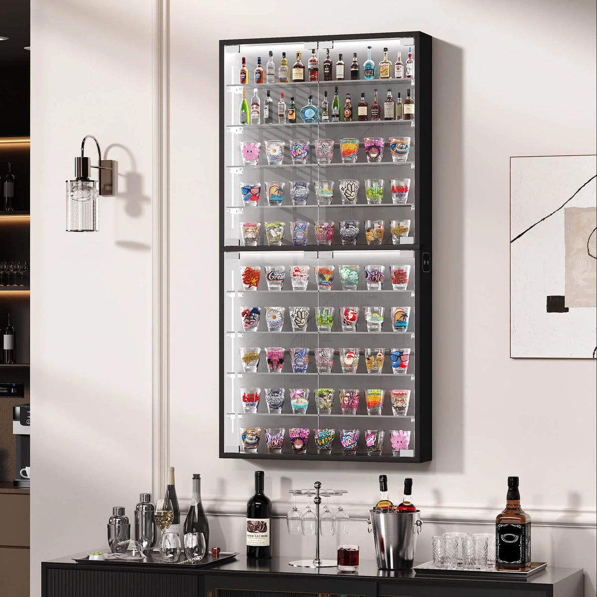 The Frame 10 — 10-Tier Wall-Mounted Glass Display Cabinet with LED Lights
