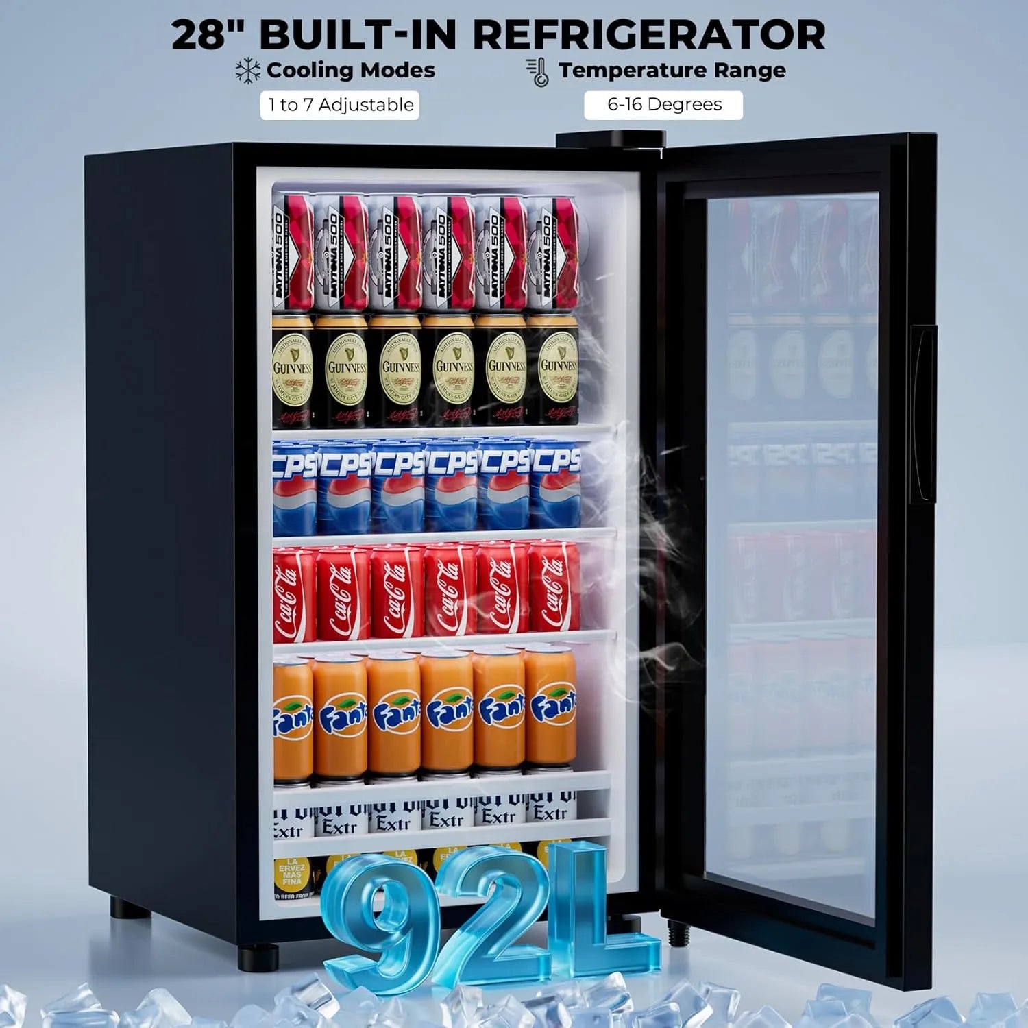 Brottar 47’’ Wide Fluted Wine Bar Cabinet with Fridge, Glass Holder & Drawer - Black