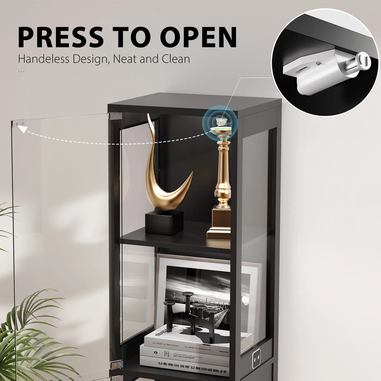 BROTTAR® Slim Glass Display Cabinet with LEDs