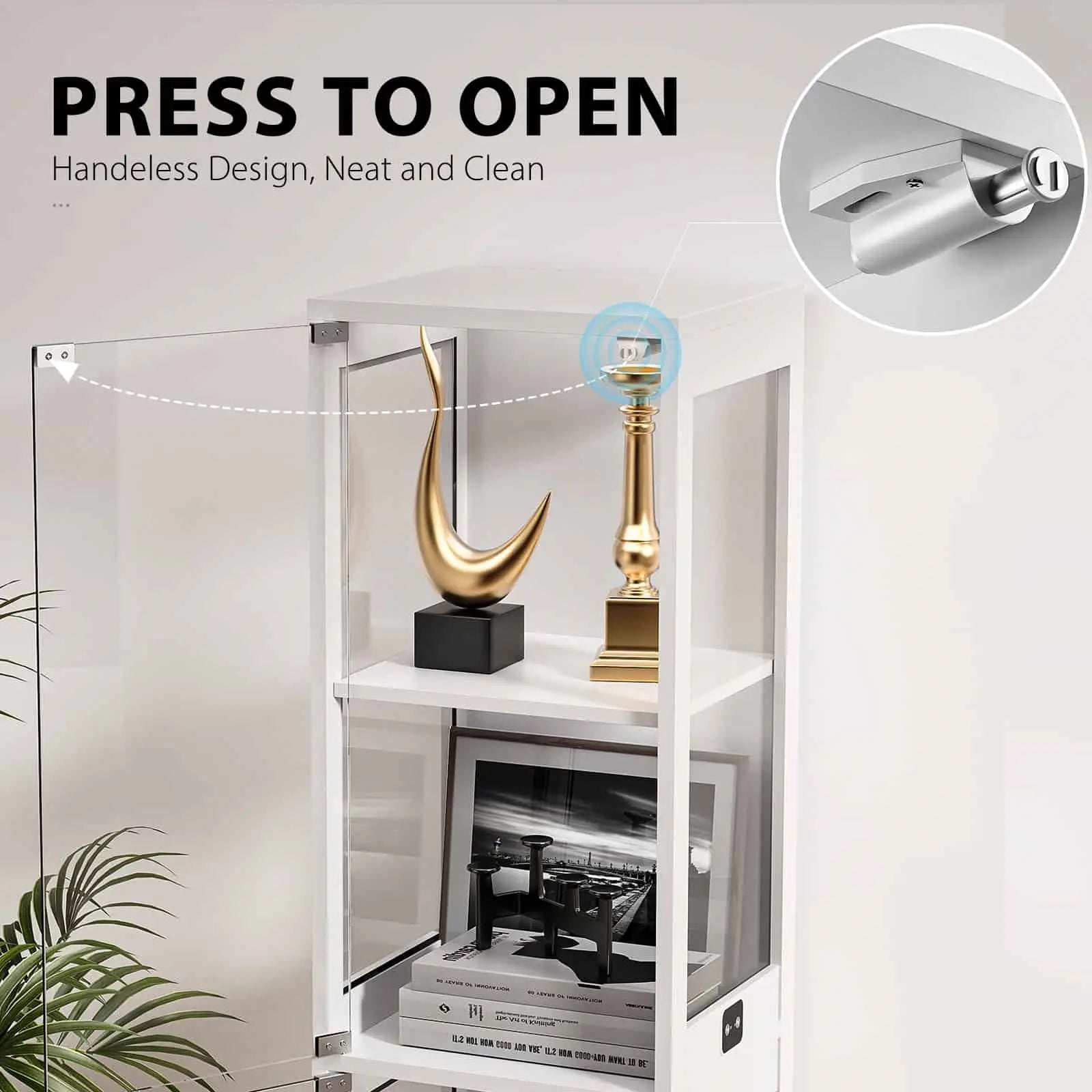 BROTTAR® Slim White Glass Display Cabinet with LEDs