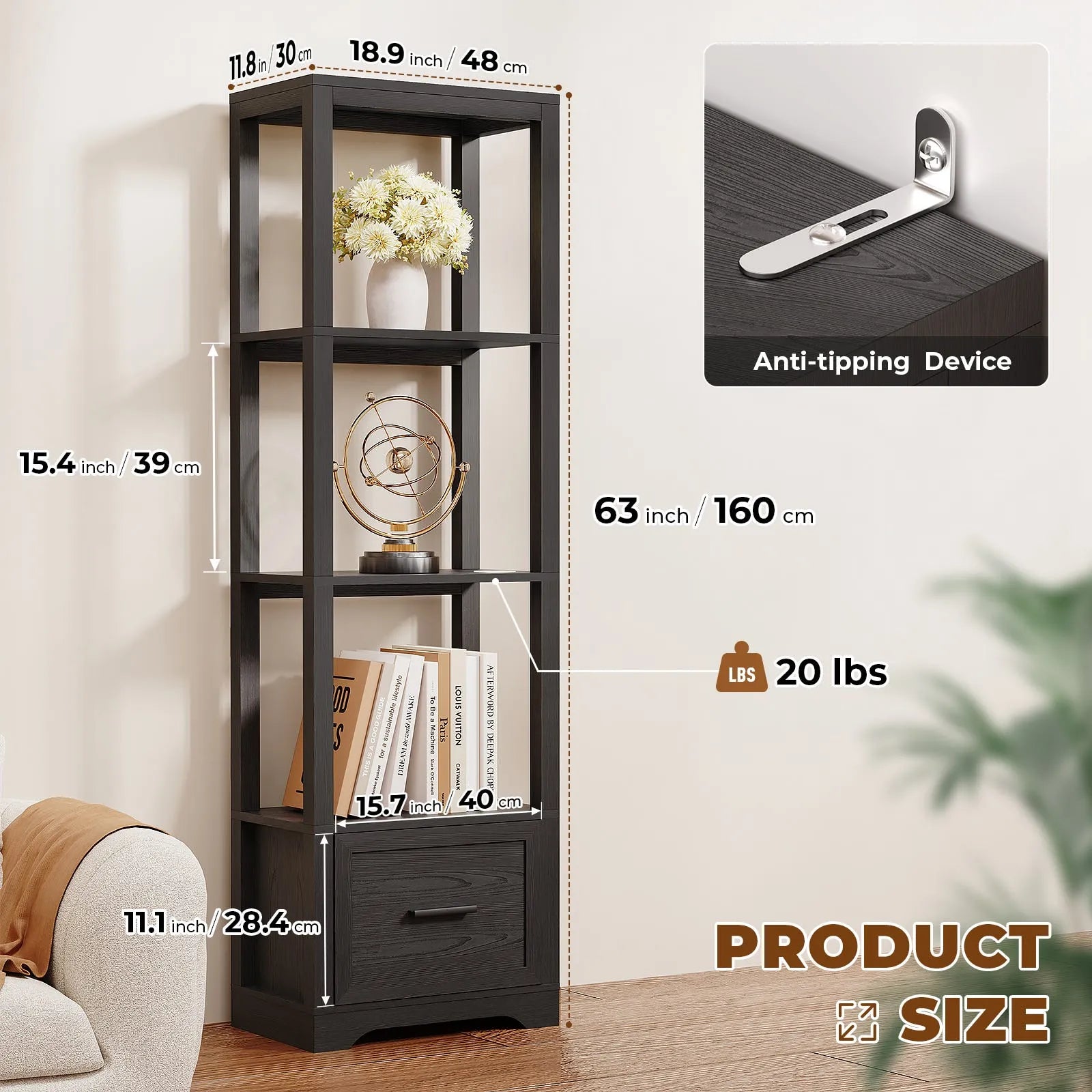 BROTTAR® Compact Display Shelf with LED & Drawer