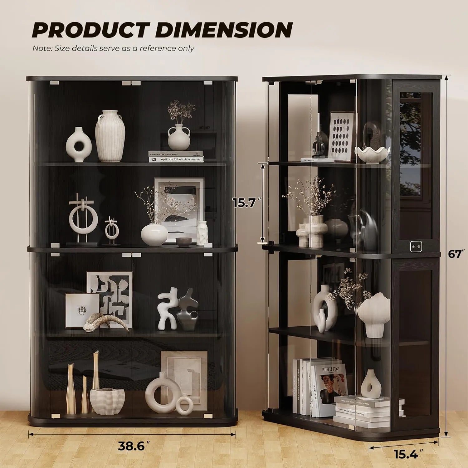 BROTTAR Rounded Glass Display Cabinet with LED Sensor