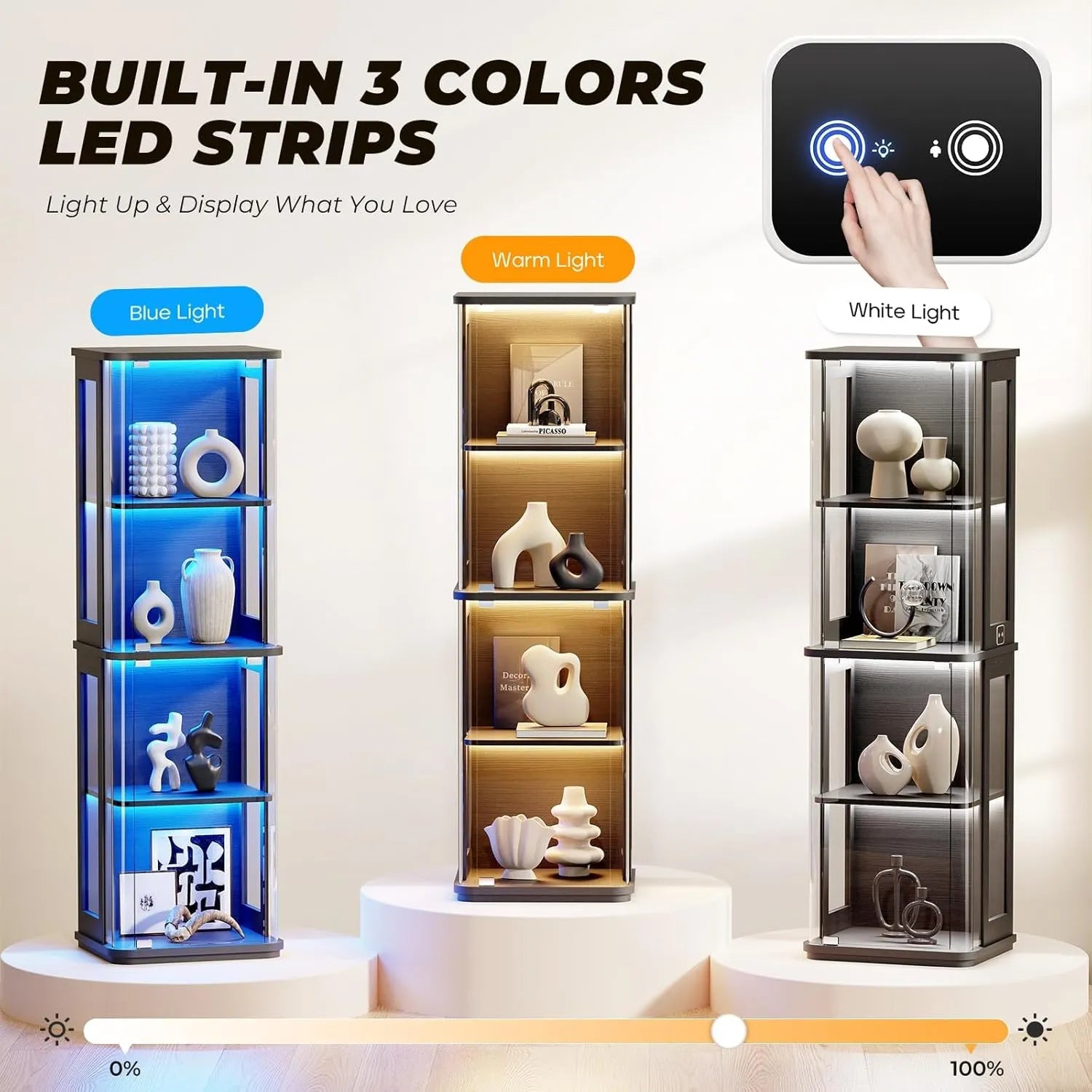 BROTTAR Smart Curved Glass Display Cabinet