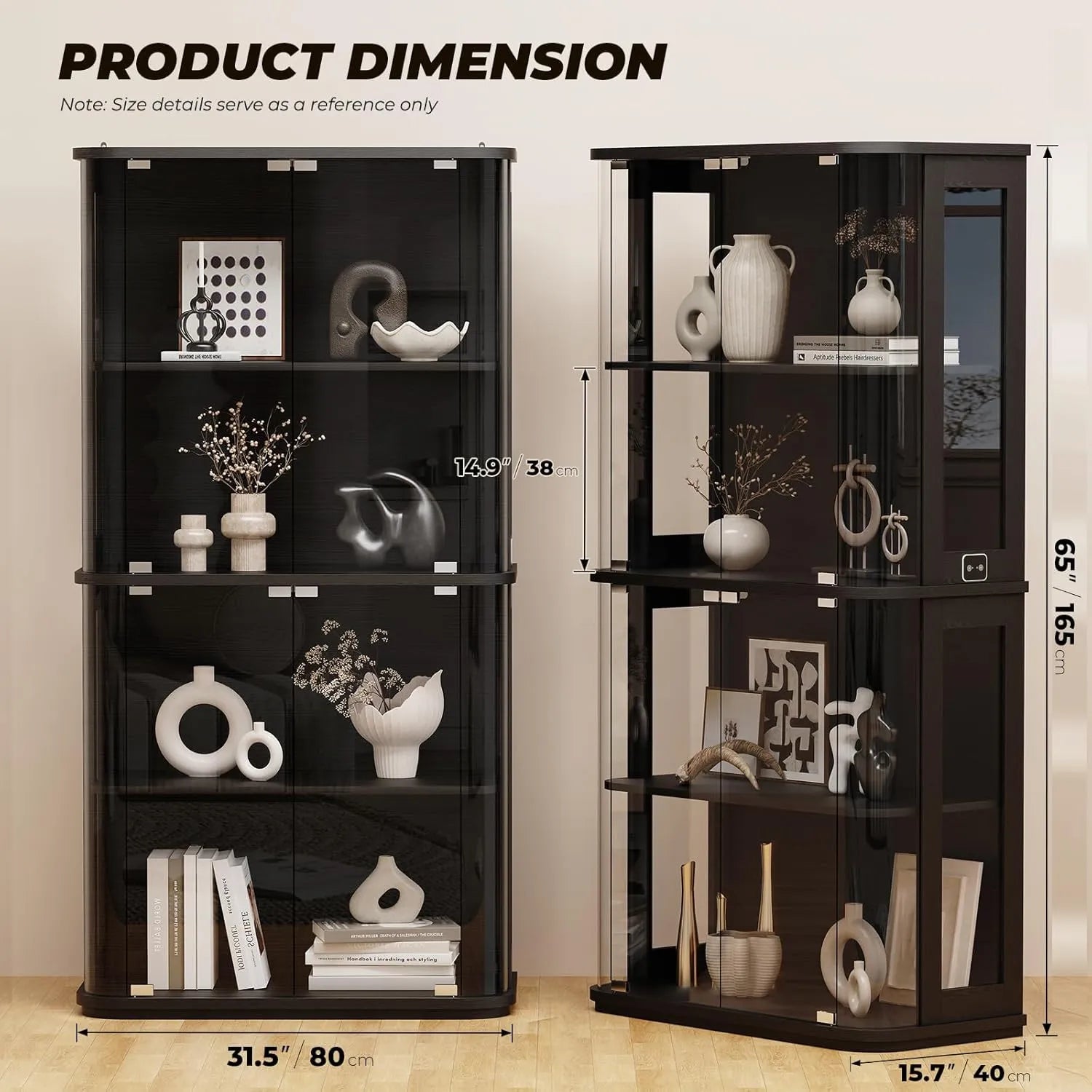 BROTTAR Rounded Glass Display Cabinet with LED Lights