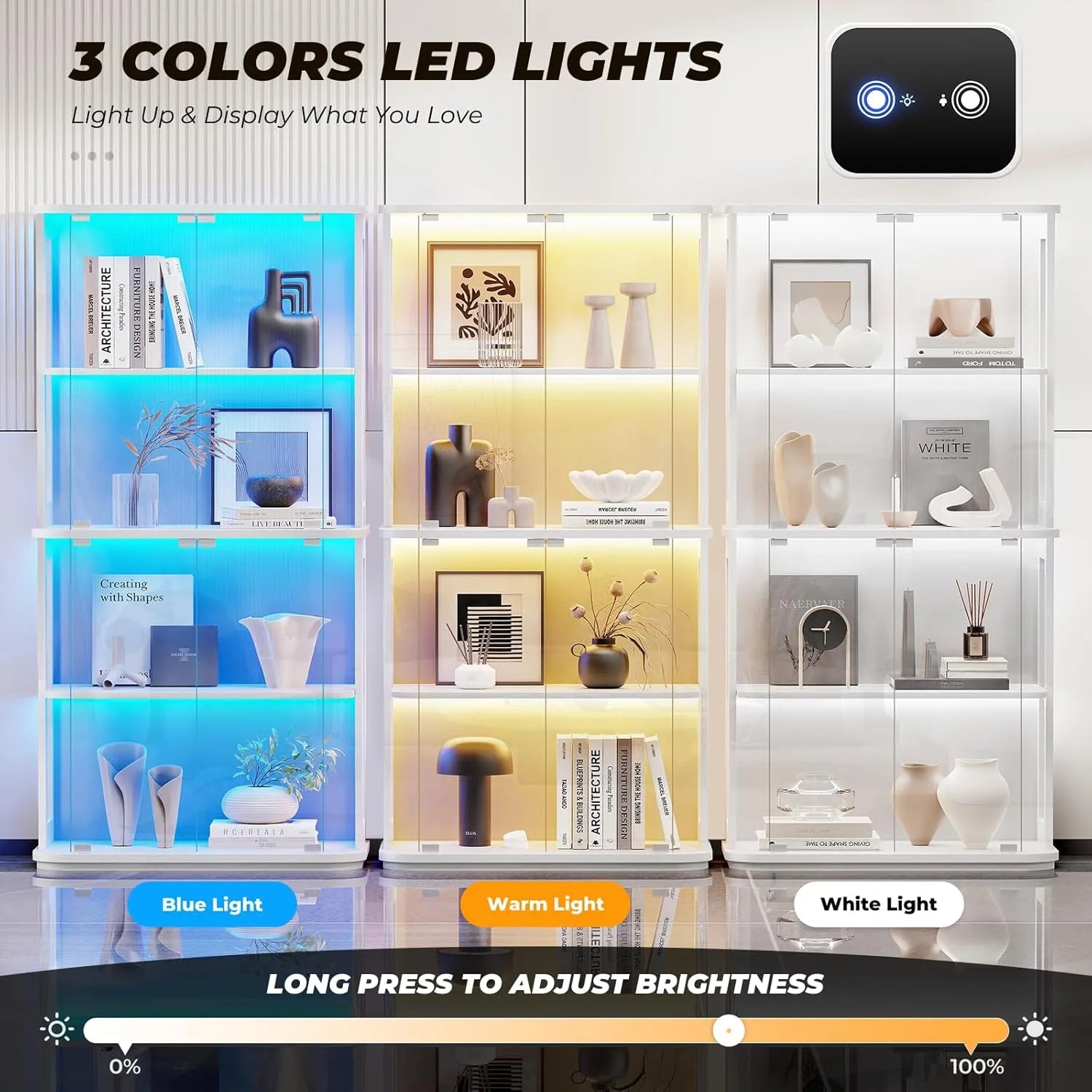 BROTTAR Rounded Glass Display Cabinet with LED Lights