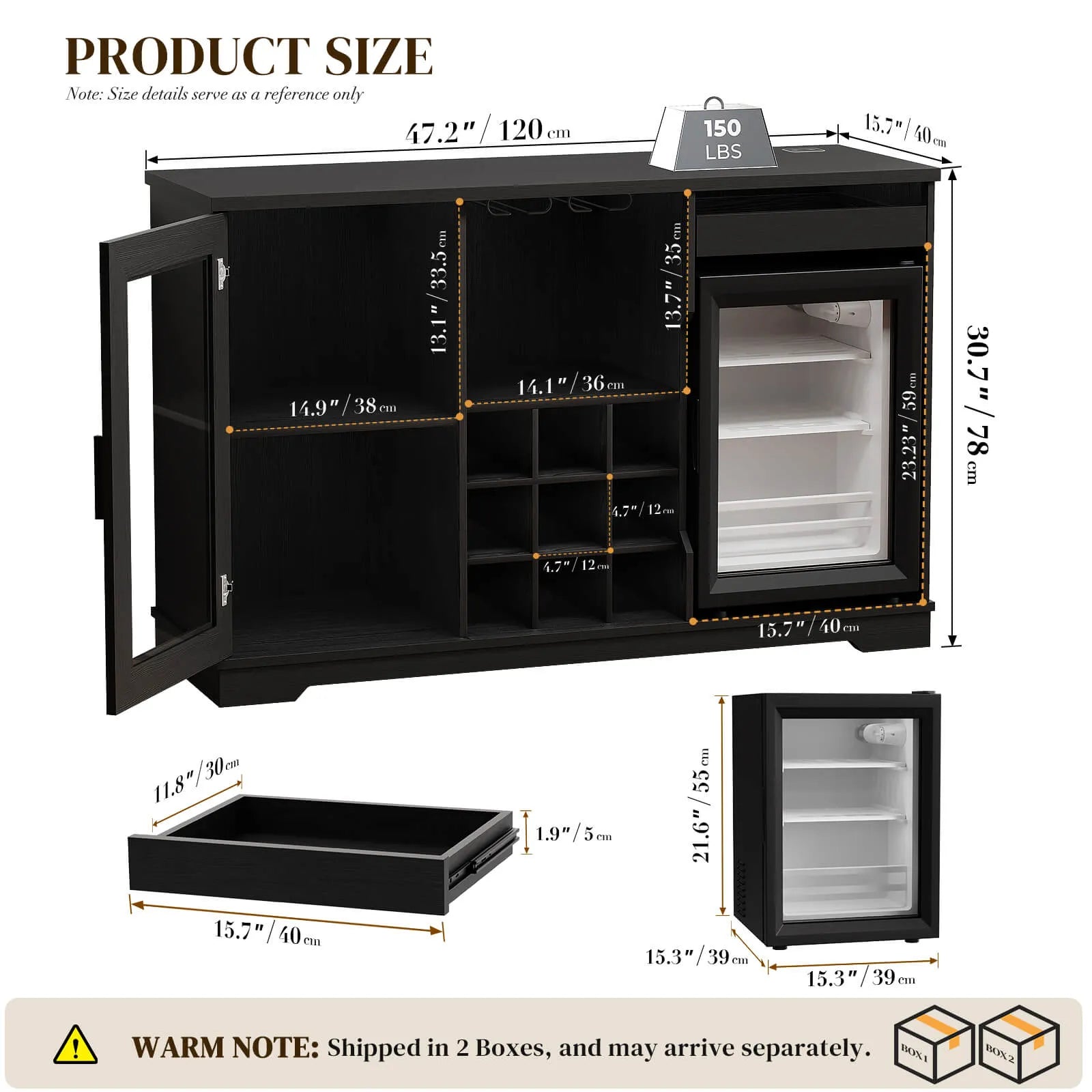 BROTTAR® 47″ All-in-One Wine & Coffee Bar Cabinet